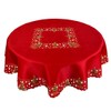 Grelucgo Holly Embroidered Christmas Tablecloth (Round 52 inch)