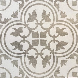 12x12 Flora Gray White Encaustic Ceramic Tile (one Piece)