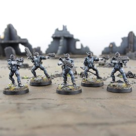 War World Gaming Law Enforcement Officers Miniatures Full Set - 28 mm Heroic Mass Tab Sci-Fi Futuristic Apocalyptic Figures Model Making Model Painting Police War Game Tabletop RPG