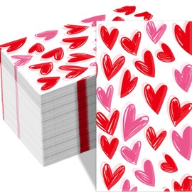 Valentine’s Day Paper Napkins Heart 100Pcs Disposable Hand Towel Valentines Day Party Decorations Guest Napkin for Dinner Bathroom