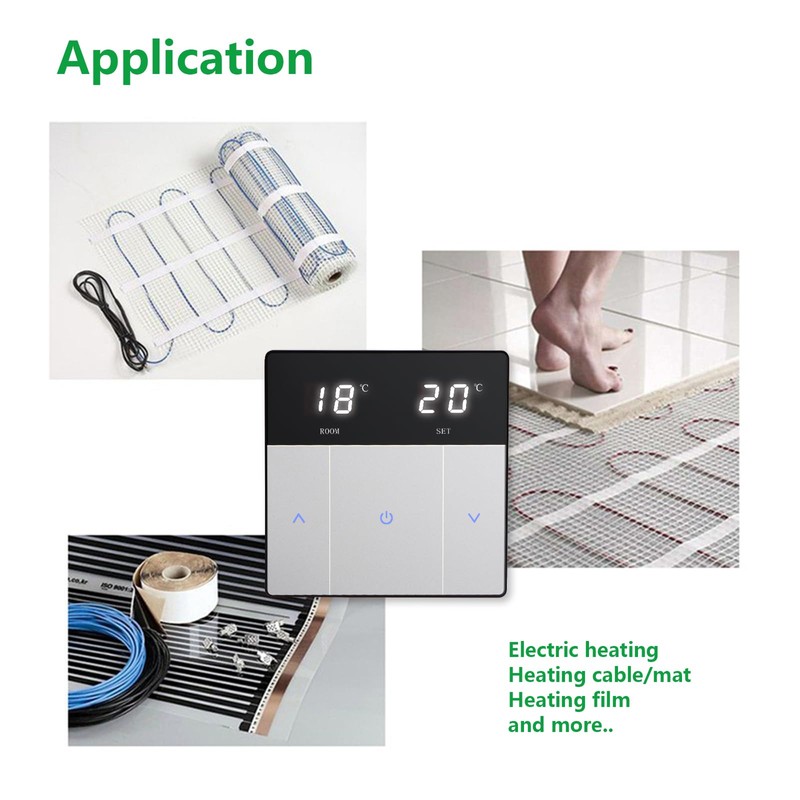 Wengart Room Thermostat WG808 for Electric Underfloor Heating Systems, Touch
