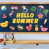 54pcs Summer Bulletin Board Decorations, Reusable Hello Summer Cutouts for