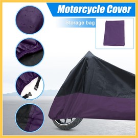 REPAIROCK Motorcycle Cover Bike All Season Waterproof Dustproof Protective Outdoor Motorbike Rain Cover 190T XL Black Purple for Harley Sportster 883 1200 Dyna Touring Auto Replacement Parts