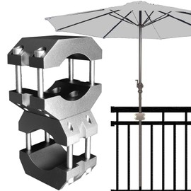 KD-TECH Stable Parasol Holder – Parasol Stand for Balcony and Round, Square Railings – Secure Parasol Attachment without Drilling