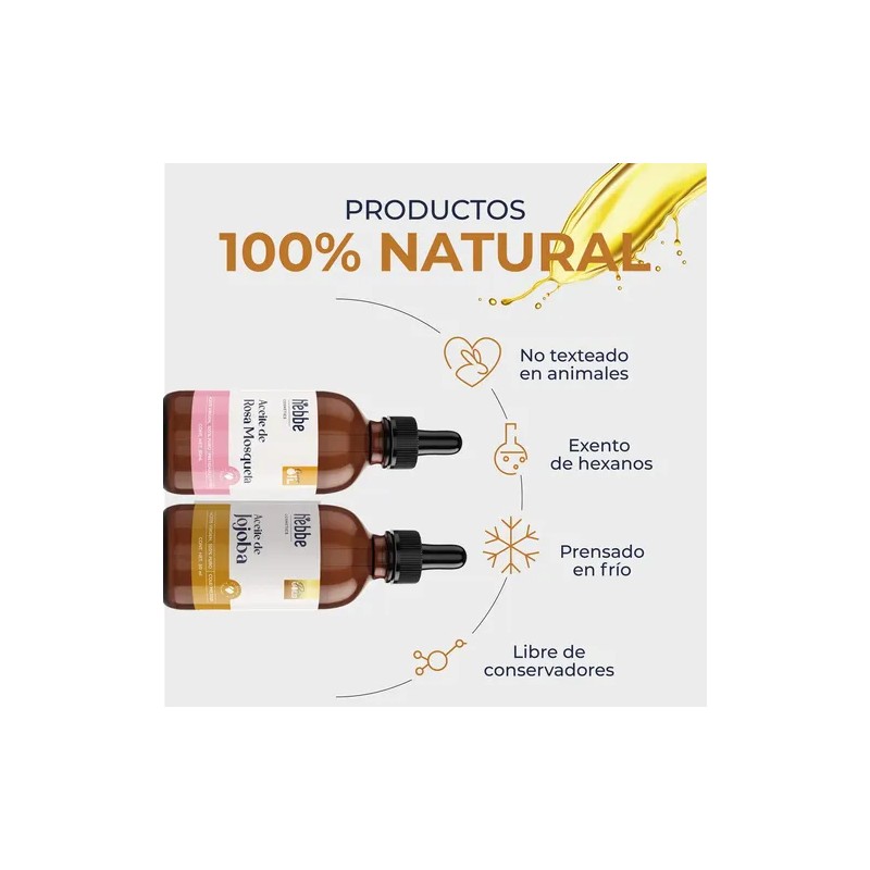 Aceite Facial Rosa Mosqueta y Jojoba 50ml Hebbe Cosmetics Día