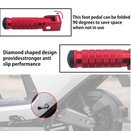 JXPANG Universal Motorcycle Bicycle Folding Passenger Foot Pegs M8 Rearsets Rear Set Footrests Footpeg Foot Rest Peg Pedals For Bike Install Hole 8mm (Red)