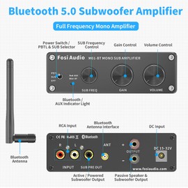 Fosi Audio M01-BT Bluetooth 5.0 300 Watt Subwoofer Amplifier Home Theater Full-Frequency Mini Stereo Audio Hi-Fi Mono Power Amp with Bass Gain Control for Passive Subwoofer Speaker Bass Shaker