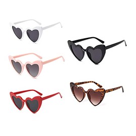 FOURCHEN Heart Shaped Sunglasses for Women,Vintage Cat Eye Mod Style Retro Kurt Cobain Glasses