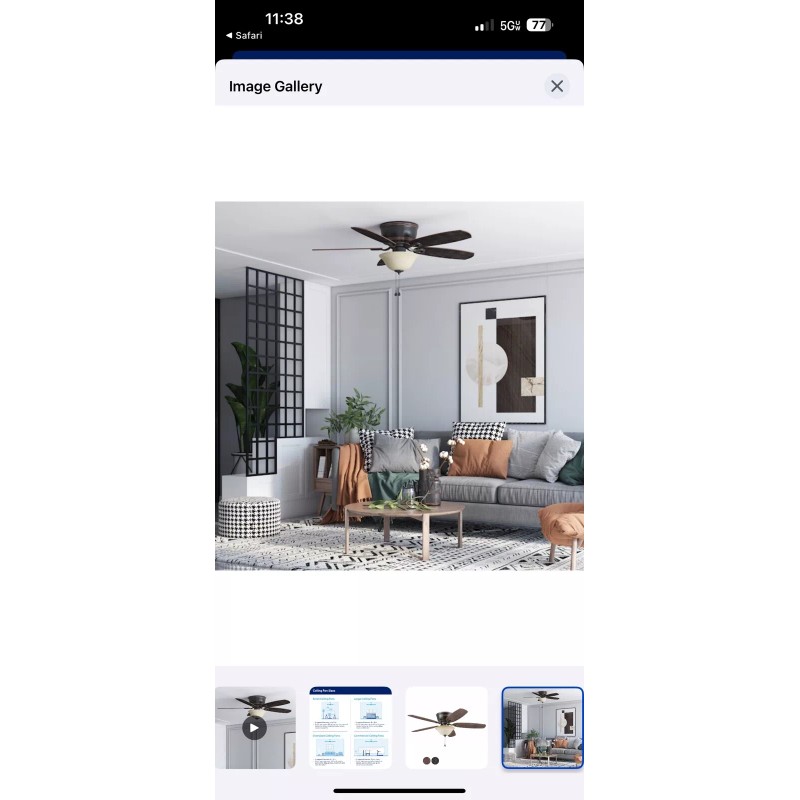 Harbor Breeze Lake Canton 52” Flush Mount Ceiling Fan 1295734