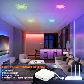 Dcvoltfield 12Pack Smart RGB Recessed Light 6Inch,Ultra-Thin Canless LED Downlight,2.4GHz Wi-Fi Bluetooth Direct Connect,2700K-6500K,12W,1080LM,Work with App/Alexa/Google Assistant/Siri