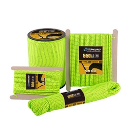 FISHLUND Reflective Paracord 550 lb, 7 Strand Type III Paracord Rope 50ft, High Strength Nylon Parachute Cord for Camping, Survival, Fishing, Tactical and Hiking, Neon Green