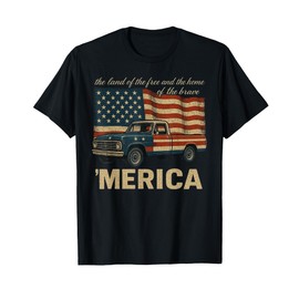 vintage Classic Truck Merica American flag usa 4th of july T-Shirt
