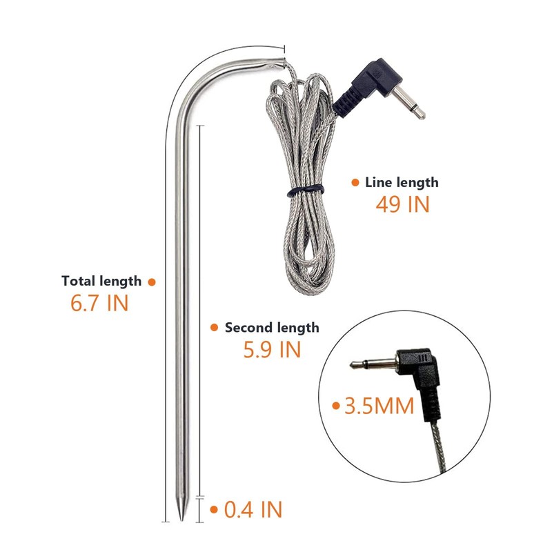 Replacement High-Temperature Meat Probe for Pellet Grills and Pellet Smokers
