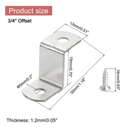 uxcell 10 Pcs 3/4" Offset Canvas Clips, Picture Framing Mirror Clips Z Shape Canvas Painting Mounting Clips with 2 Mounting Holes with Screws, Silver