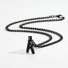 P.BLAKE Layered Initial A-Z Pendant Necklace for Men, Stainless Steel Letter Cuban Link Herringbone Chain Necklace Fashion Jewelry Gifts, Letter J, Stainless Steel, No Gemstone