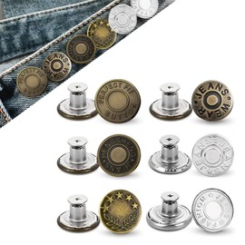 6 PCS Buttons for Jeans,Jeans Button,Jeans Buttons Metal Replacement,for Jeans, Shoes, Hats, Bags,Children's wear,Down Jackets,DIY Projects and Other Types of Fabrics. （Six Styles）