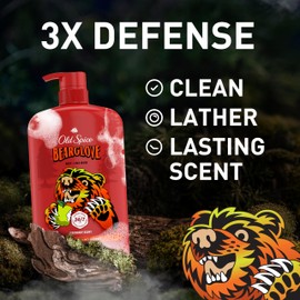 Old Spice Cleansing Body Wash for Men, 3X Defense, 24/7 Shower Fresh with Lasting Scent, 2-in-1 Body & Face Wash, Bearglove with Crisp Orchard Scent, 33.4 (Pack of 4)