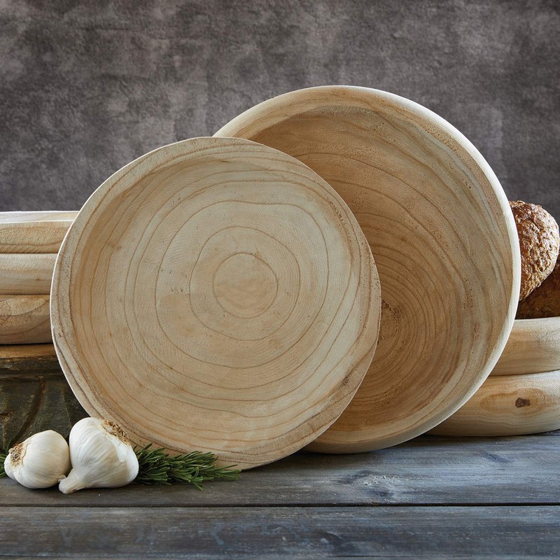 Santa Barbara Design Studio Wood Serving Bowl, Hand Carved Paulownia