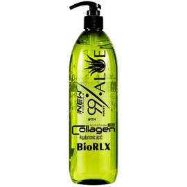 BioRLX 99% Aloe Vera Gel with Collagen and Hyaluronic Acid 250 Ml 8.5 Fl Oz - For Face Body, Hair & Scalp, After Sun Relief, Natural, Soothing, Hydrating