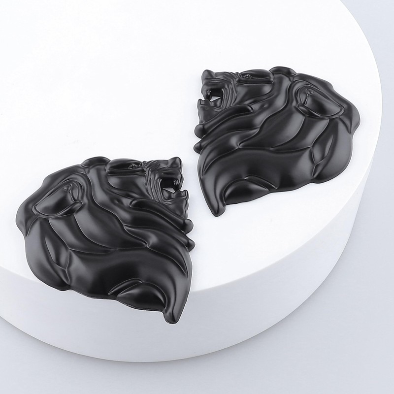 2PCS Lion Head Metal car Emblem 3D Animal Decoration Metal