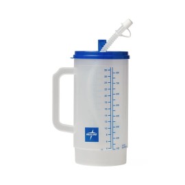 Medline Insulated Carafes, Clear w/ Blue Lid