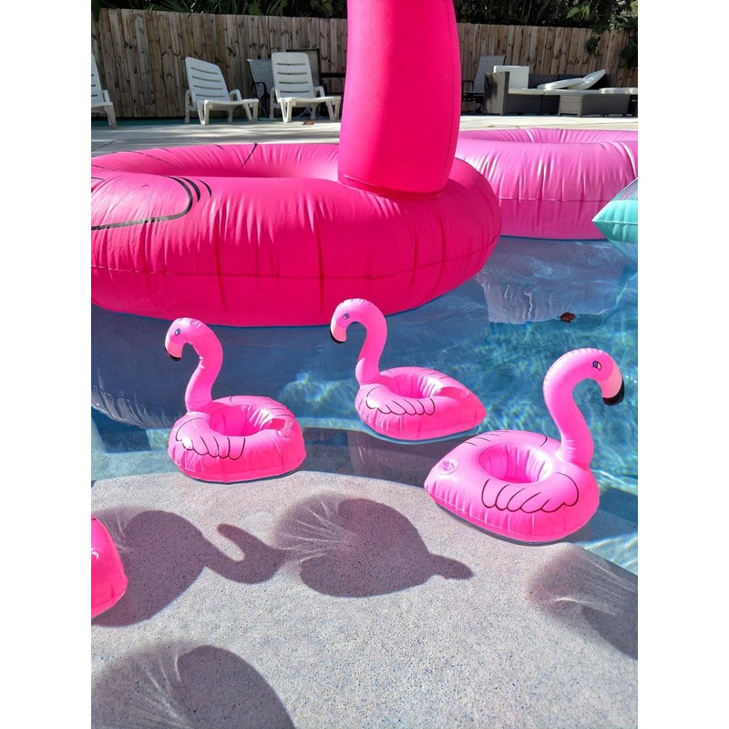 Flamingo Drink Holder Pool, Mini Inflatable Drink Holder with Repair