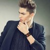 Flongo Leather Bracelet Men's Large Leather Bracelet Men's Bangle Viking