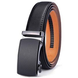 BULLIANT Men's Ratchet Leather Belt, Automatic Clasp, for Men’s Suit, Business Clothing, Width 35 mm, Size Adjusted