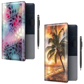 BVYA 2 Pcs Server Books for Waitress, 5x9 Inch Server Book with Zipper Pocket, Unique Printed Leather Server Wallet Organizer Fit Waitress Apron, Each Server Book Organizer with A Pen