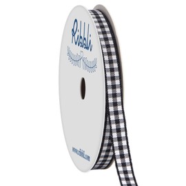 Ribbli Navy and White Gingham Ribbon,100% Polyester Woven Edge,3/8 Inch x 10 Yard,Plaid Ribbon Use for Gift Wrapping,Party Decoration