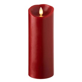 Raz Imports 3"X8" Push Flame Red Pillar Candle - Flameless Lighting Accent and Decorative Battery Operated Flickering Light Source with Timer - Fake Candles for Living Room, Patio and Bedroom