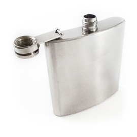 (2 Pack) 8 Oz. Chrome Stainless Steel Pocket Hip Flask - (Attached Screw Cap)