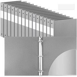 Henoyso 48 Pcs 3 Ring Binder 1/2'' Round Fits Letter Size 8. 5'' x 11'' Paper Plastic Flexible Binder Holds 100 Sheets with 1 Pockets Versatile Organizer for Office Home School (Gray)