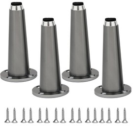 Smaxcn 4-Pack 4 Inch(10cm) Grey Aluminum Alloy Cabinet Legs with Level Feet, Waterproof Rust-Resistant Heavy Duty Furniture Legs - Easy Installation(Grey)