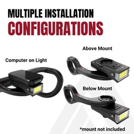Quick Release 350 Lumen Bike Front Light by KOM Cycling - 6 Modes including Daytime Specific, Rechargeable Bicycle Light, Top or Bottom Mounting, Designed for Quarter Turn Wahoo and Garmin Bike Mounts
