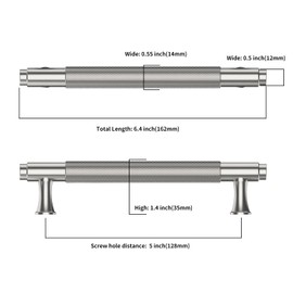 KNOKLOCK 4506C 10 Pack 5 Inch(128mm) Kitchen Cabinet Handles Brushed Satin Nickel Knurled Cabinet Pulls Kitchen Cabinet Hardware Drawer Pulls for Dresser Cupboard Wardrobe