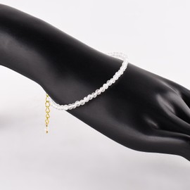 InfinityGemsArt Natural Moonstone Gemstone Micro Beads Dainty Bracelet Jewelry for Women, June Birthstone, Energy Healing Crystals, 14k Gold Plated Chain 8 inch