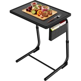 HUANUO TV Tray, Adjustable TV Dinner Tray, 20.5 x 15.4 inch Folding Tray Table with Storage Pocket, 6 Height Settings, 3 Angle Adjustments, Comfortable Couch Desk for Bed & Sofa, HNTT04B