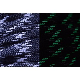 Ultracord - Glow in The Dark and Reflective Tracer - Paracord with Jute and Fishing Line Inside - Black (50 Feet)