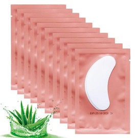 Juego de 50 pares de almohadillas para orejas para los ojos, parches de gel de extensión de pestañas, extensión de pestañas, sin pelusas debajo de hidrogel, herramienta de belleza, color rosa
