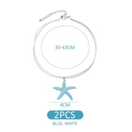 FDGGT 2 Starfish Necklaces, Adjustable Necklaces, Women's Necklaces, Starfish Pendant Jewellery, Multilayer Necklace Decoration