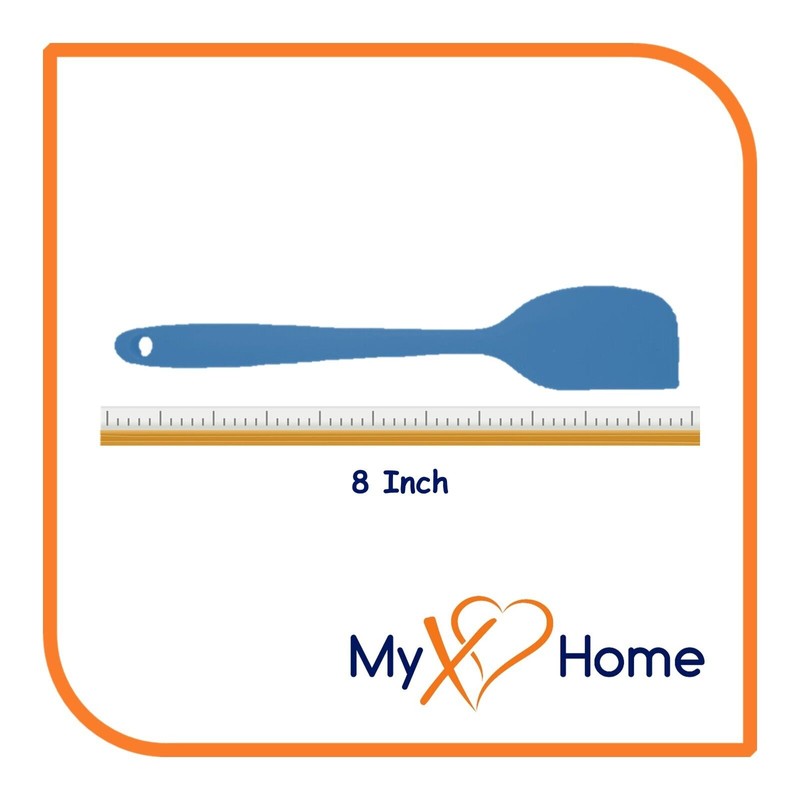 MyXoHome 8" Blue Silicone Spatula & Slotted Turner Set by