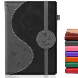 Soomeet Lined Journal Notebook for Women, A5 Hardcover Leather Journals for Writing,Business,Work,Travel, 200 Pages Thick Journaling Notebooks for Daily,Note Taking 5.75'' X 8.38''(Black)