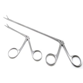 2 Pcs Hartman Micro Alligators Forceps 3.3" and 8" ENT Surgical Ear Serrated Stainless Steel Insruments