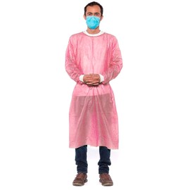 10 Pack Pink Medical Isolation Gowns Disposable Hospital-Grade Surgical Lab Coat for Women - Essential PPE for Dental & Medical Professionals by PlastCare USA