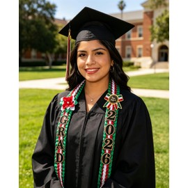MOIZYNG Class of 2026 Graduation Lei Set, Mexican Graduation Cords Necklace, 2026 Grad Braided Ribbon Lei with Satin Flower Pin Gift for High School & College Graduates