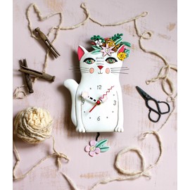 Allen Designs P1993 - Reloj de péndulo oscilante con diseño de Gatito Bonito 7.25 x 14.25 Pulgadas