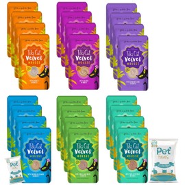 Pet Faves Tiki Cat Velvet Mousse Grain-Free Wet Food with a Silky-Smooth Texture for Adult Cats & Kittens, 2.8oz (24 Pouches), Variety with Pet Wipes 10ct
