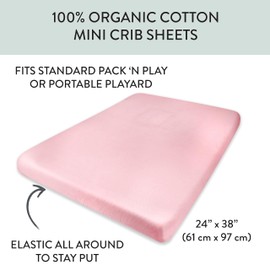 HonestBaby Organic Cotton Mini Crib Sheet, Pink, One Size