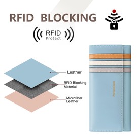 Wallet Women, Womens Wallet, Wallet for Womens 2024, RFID Blocking Leather Wallet with Multiple Card Slots for Women, Sky Blue